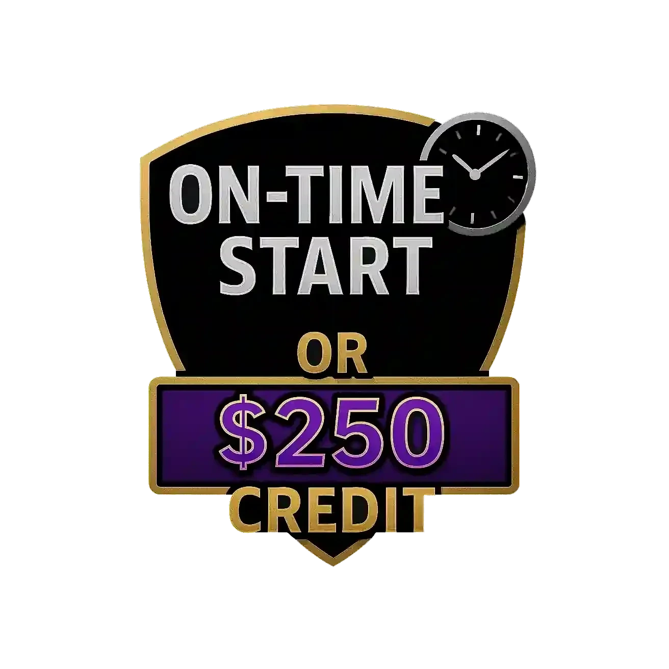 On-Time Start guarantee badge